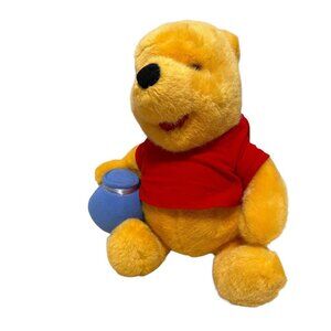 DISNEY Vintage Winnie-the-Pooh With Honey Pot Plush 10” Red Shirt